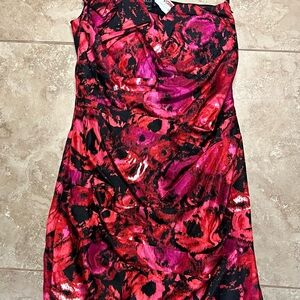 Roulette One Shoulder Dress in Pink and Black